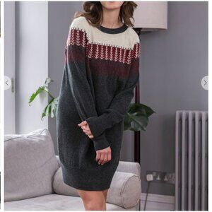 CELTIC & CO Supersoft Slouch Fair Isle Dress sz M, navy blue